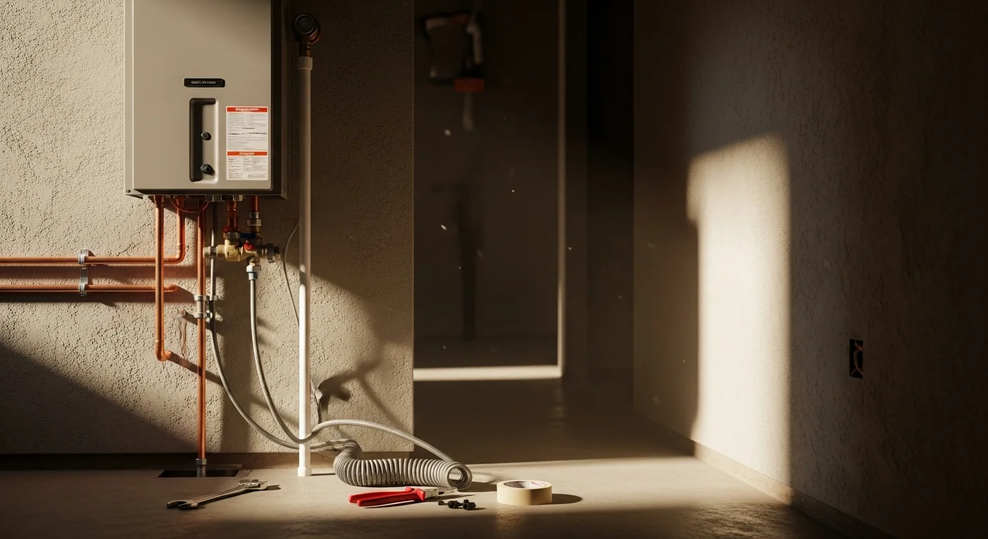 Professional plumber working on residential plumbing system